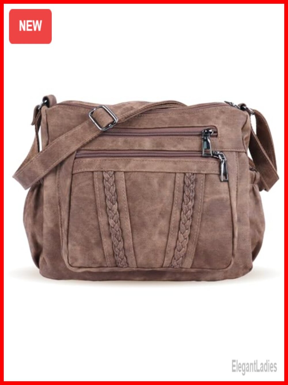 PU Leather Crossbody Bag with Multiple Pockets Shoulder Handbag